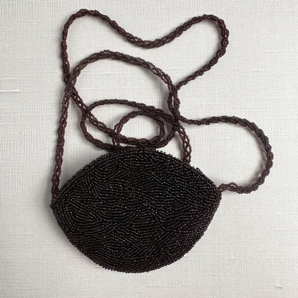 Vintage Beaded and Needlepoint Crossbody Coin Purse with Floral Design & Beaded - Picture 3 of 8